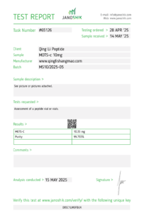 Qing Li Peptide - MOTS-c 10mg - Test Report #65126