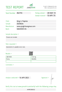 Qing Li peptide - AOD9604 5mg - Test Report #62755